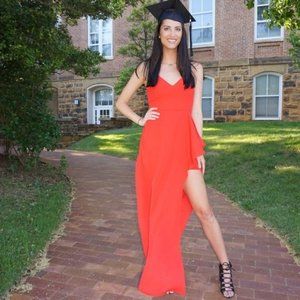 Express Red Formal Gown Maxi Dress with High Slit Size 4 Small Nwt